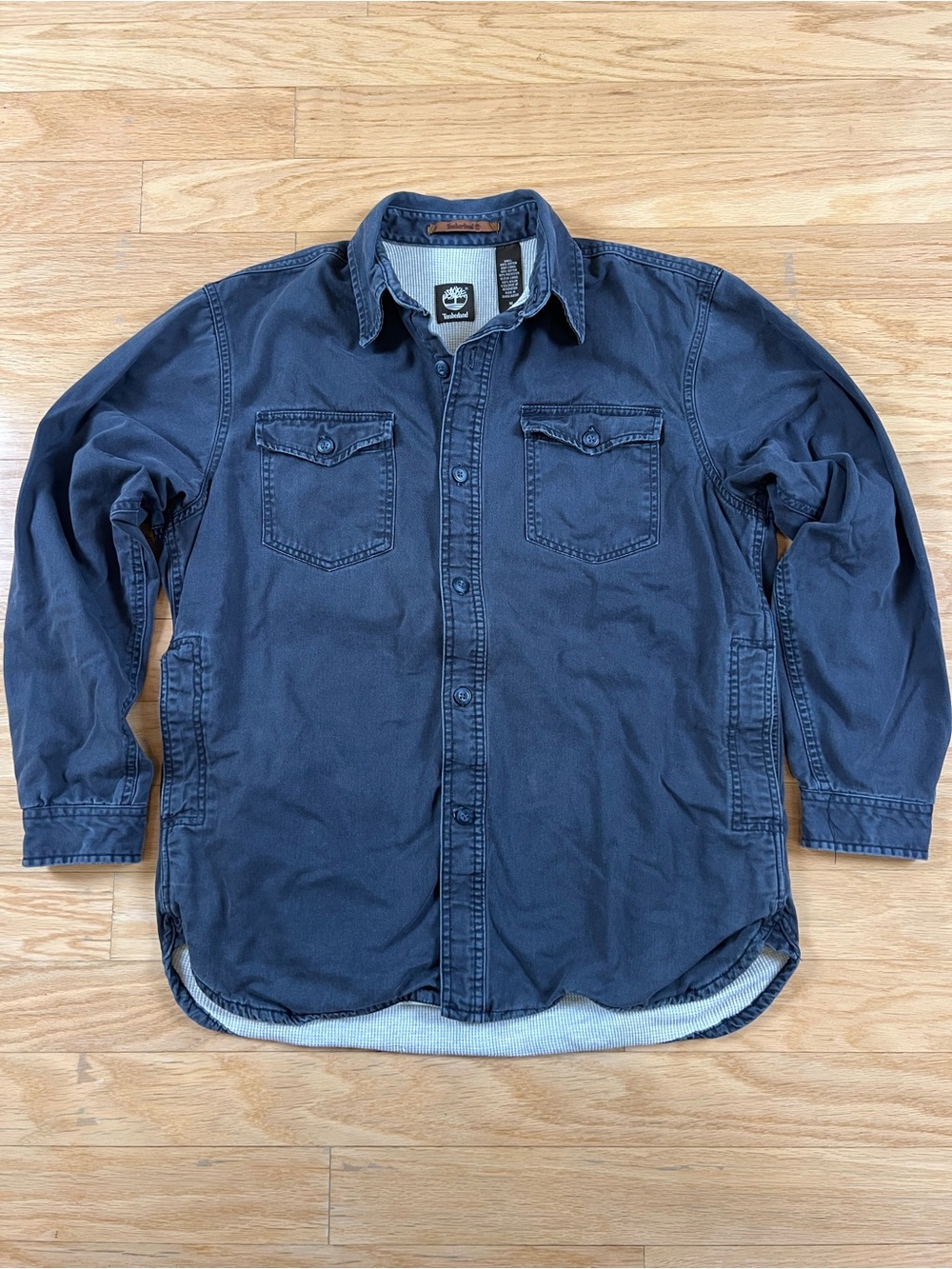 Timberland Men’s Waffle Thermal Lined Utility Shirt Jacket Navy Blue Size M